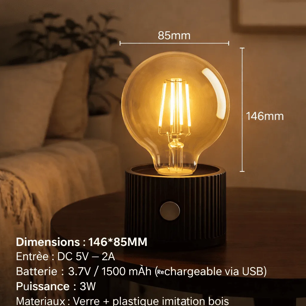 Lampe LED Esthétique Rechargeable USB – Lumière Chaude – Camping & Décoration – Image 3