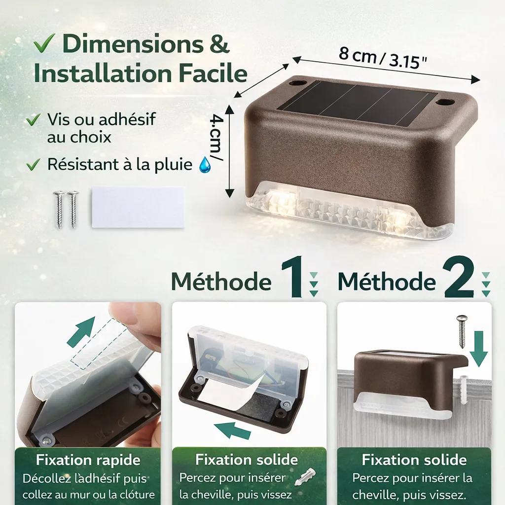 Pack de 4 Lampes LED Solaires Murales – Escaliers, Murs, Jardin & Allées – Image 3