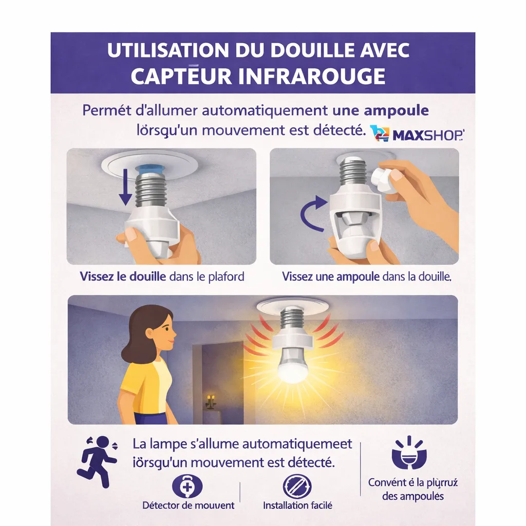 Détecteur de Mouvement Automatique – Douille Intelligente E27 – Image 5