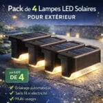Pack de 4 Lampes LED Solaires Murales – Escaliers, Murs, Jardin & Allées – Image 2