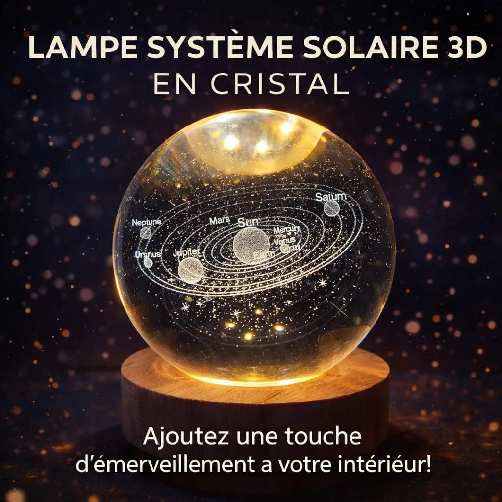 Lampe Cristal 3D Cosmos LED – Lampe Décorative Moderne – Image 3