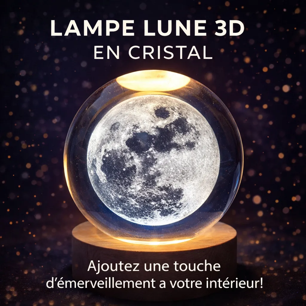 Lampe Cristal 3D Cosmos LED – Lampe Décorative Moderne – Image 4