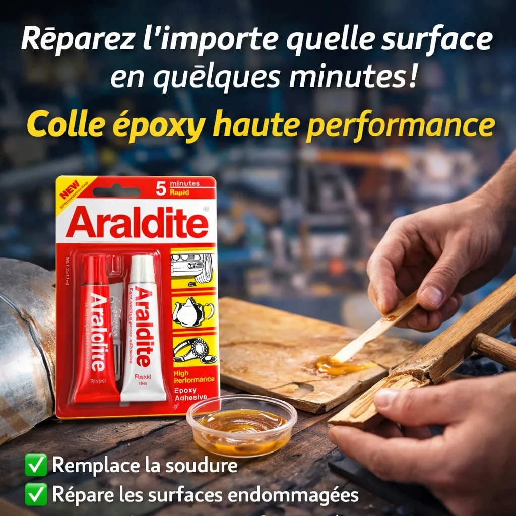 Colle Époxy Araldite Rapide 5 Minutes – Réparation Métal, Bois & Multi-Surfaces – Image 2