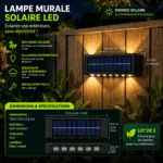 Lampe Murale Solaire Extérieur LED IP65 – Pack 2 Éclairage Jardin Automatique – Image 2