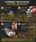 Briquet Métallique Rechargeable Résistant au Vent – Design Premium Gravé – Haute Qualité – Image 3