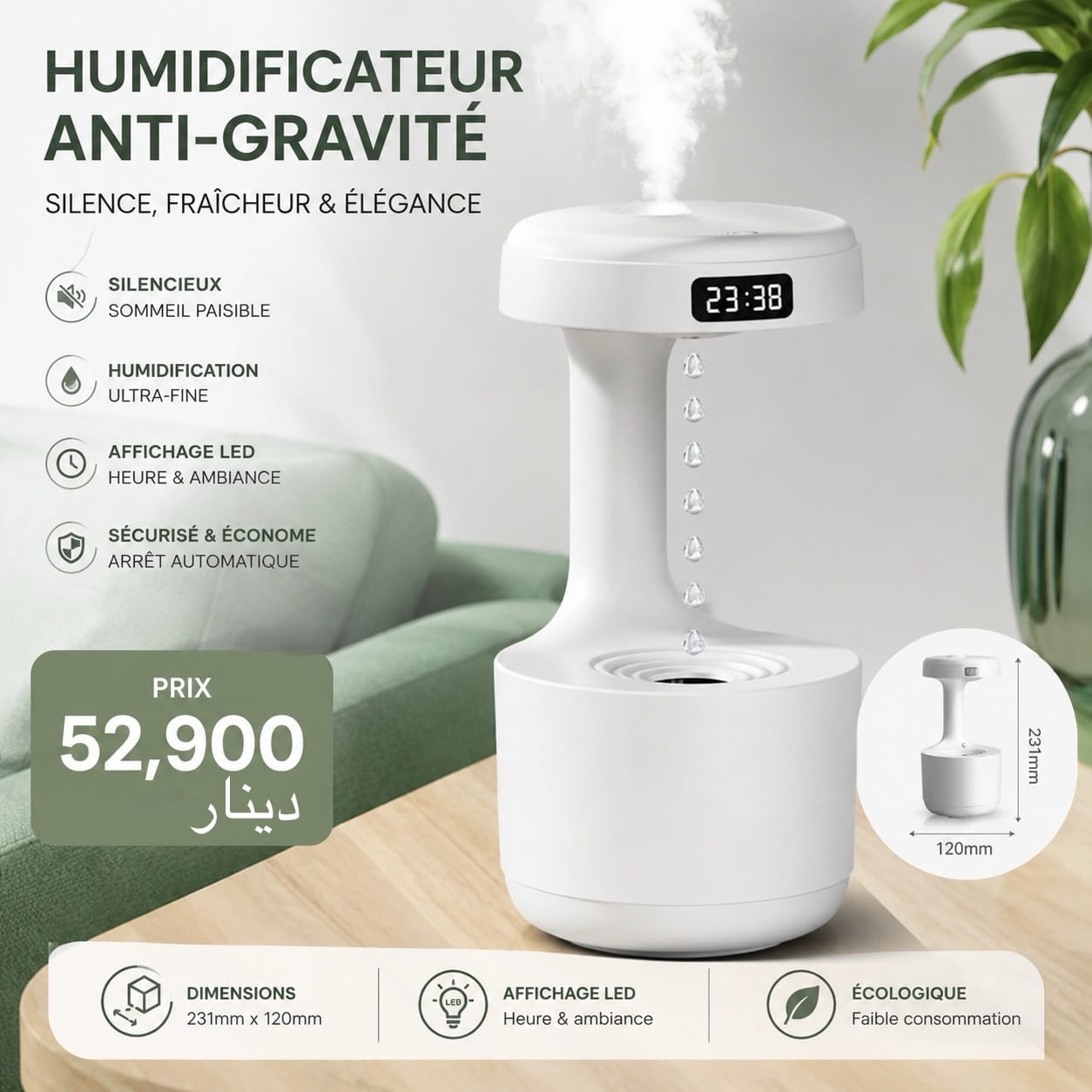 04537db8-7232-4038-979e-e599171f34ba Humidificateur Anti Gravité LED Silencieux | Design Premium – Image 1