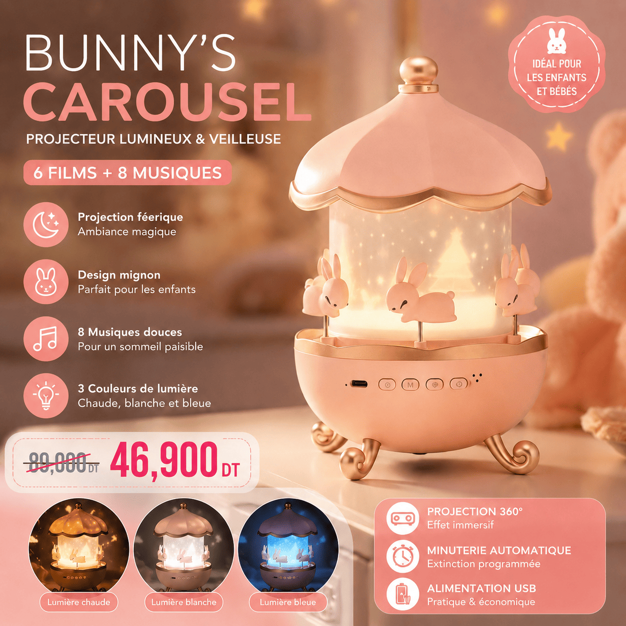 66a98fd4-85b0-4983-9b52-ee2f415c318c Veilleuse Projecteur Enfant LED avec Musique – Image 1