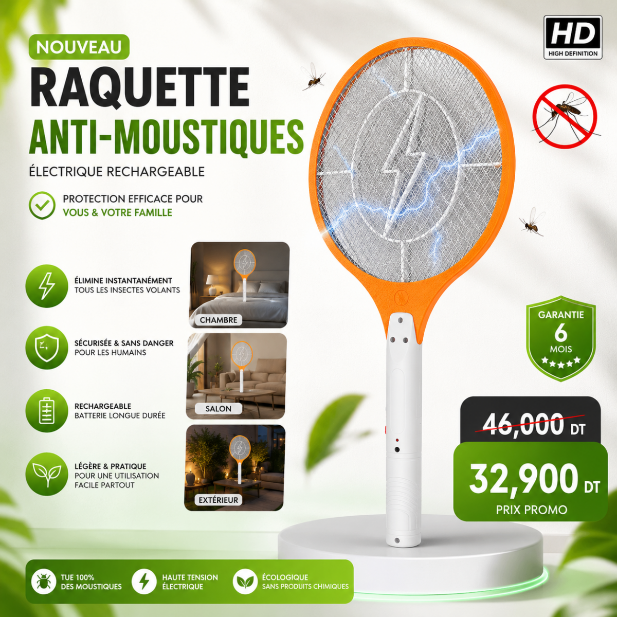 Raquette Anti Moustique Électrique Rechargeable USB – Tue Insectes Sans Produits Chimiques – Image 2