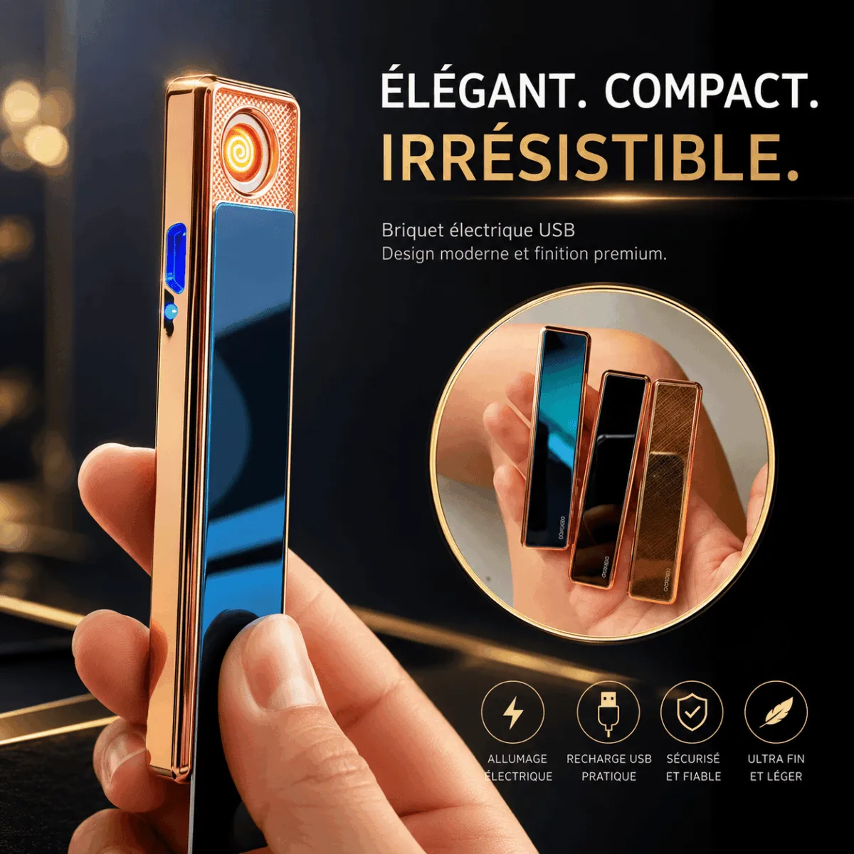 Briquet électronique rechargeable USB – Design premium – Image 2