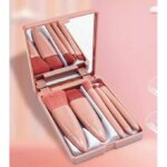 Set de Pinceaux de Maquillage 5 Pièces avec Miroir – Kit Beauté Compact de Voyage – Image 3