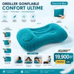 Oreiller Gonflable de Voyage Ergonomique – Coussin Cervical Portable pour Avion, Voiture et Camping