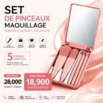 Set de Pinceaux de Maquillage 5 Pièces avec Miroir – Kit Beauté Compact de Voyage