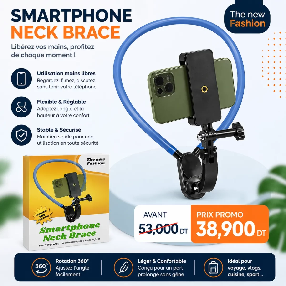 Support Smartphone Tour de Cou Flexible 360° pour Vidéos Unboxing & TikTok – Image 2