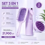 Brosse Cheveux 3 en 1 avec Spray | Massage & Démêlage