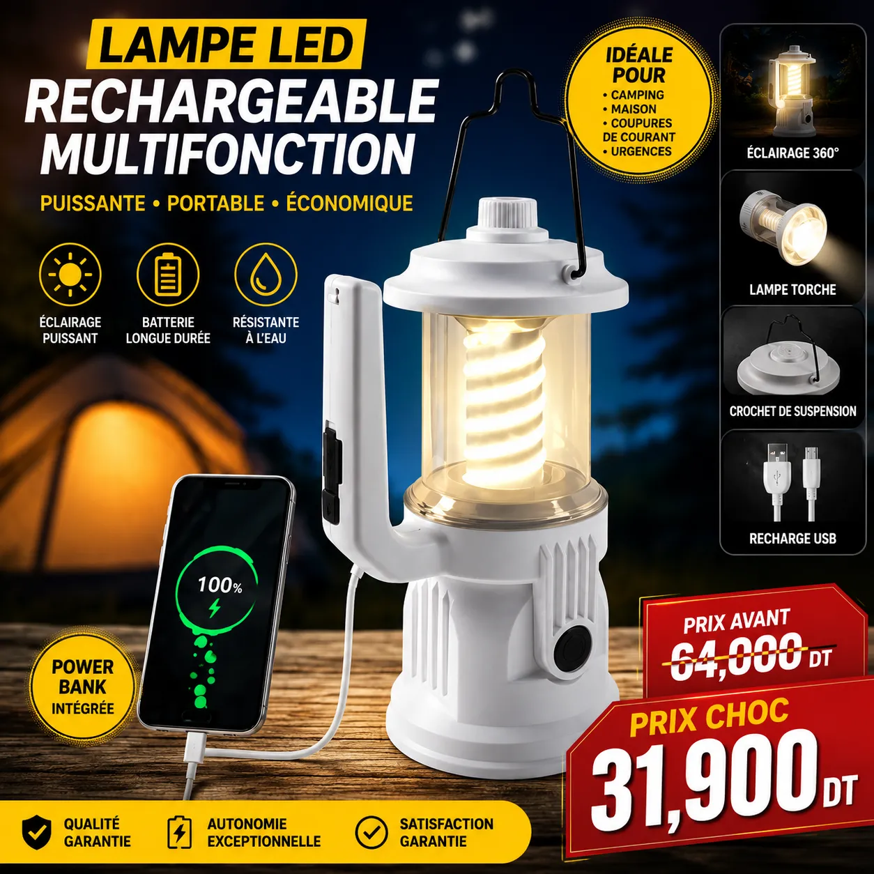 ChatGPT Image 28 juin 2026, 15_08_03.png Lampe LED Rechargeable 2-en-1 | Projecteur & Lanterne Puissante – Image 1