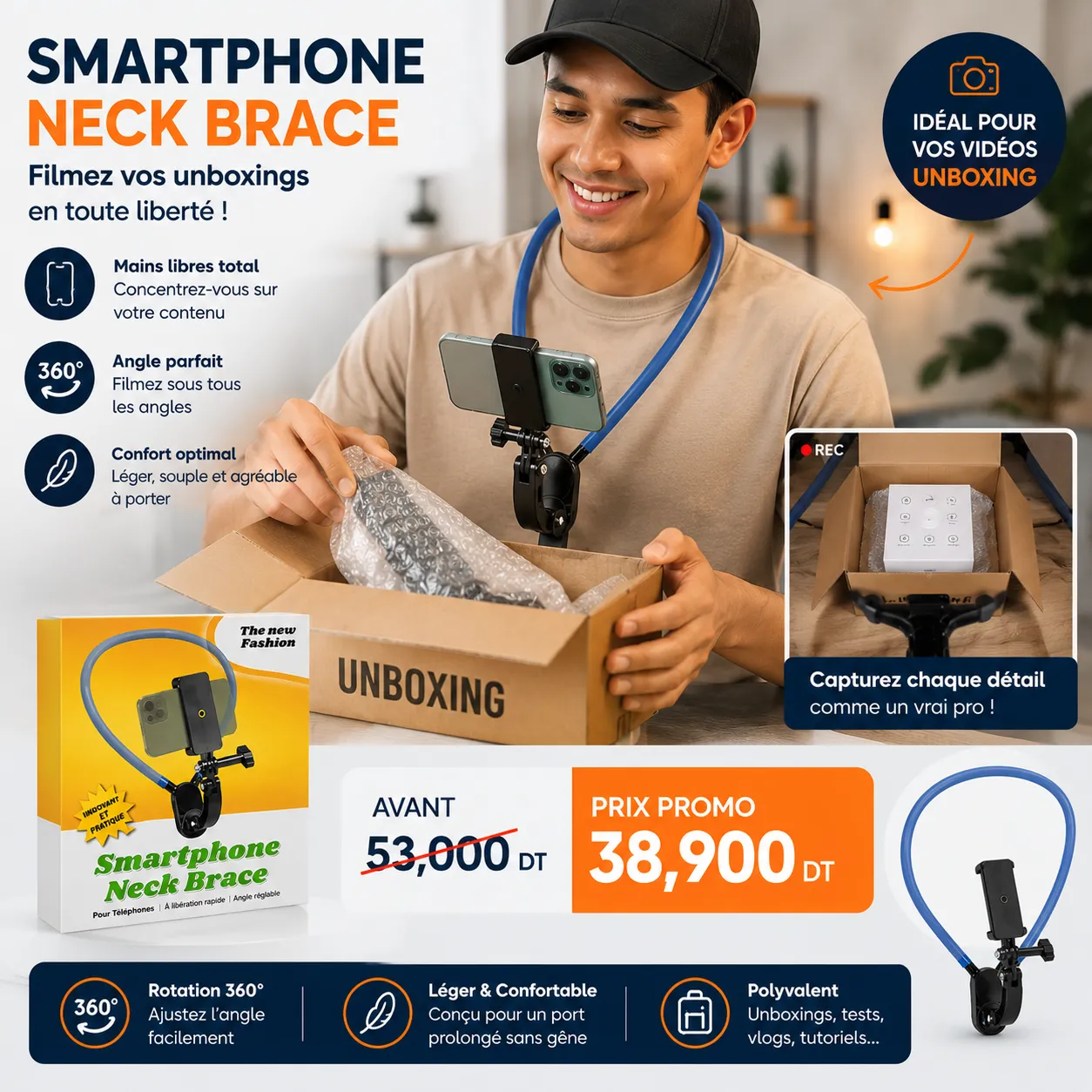 cfc079c2-c450-49c0-be69-edb98b313a61.png Support Smartphone Tour de Cou Flexible 360° pour Vidéos Unboxing & TikTok – Image 1