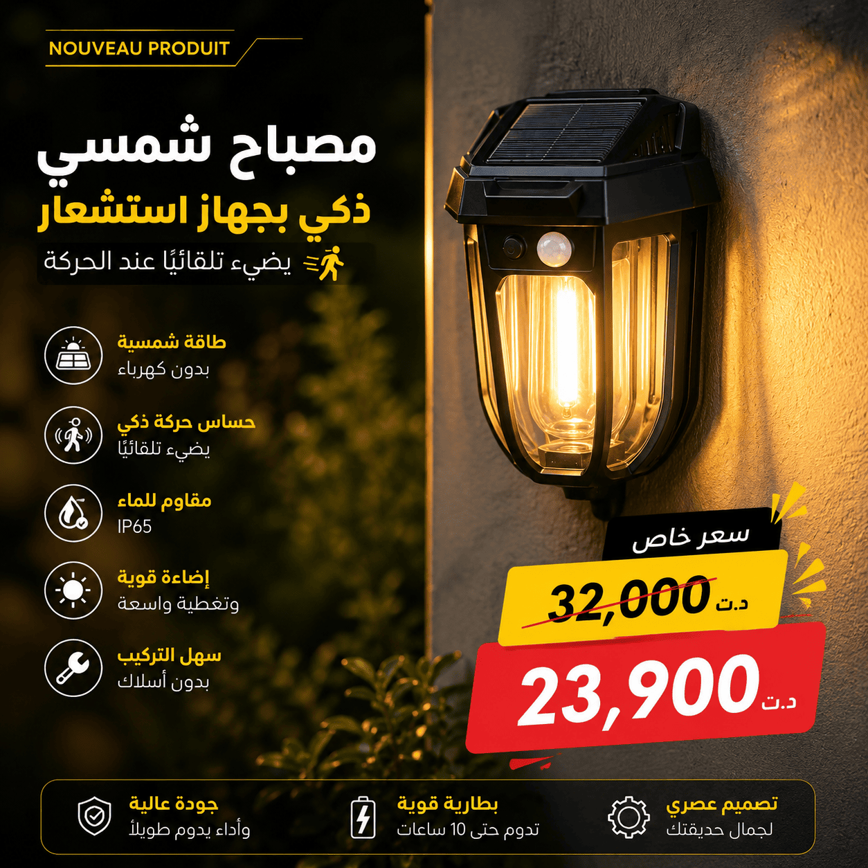 0A0BFF0D-D72B-4A57-B475-EF0ED1B0F0C3 Lampe Solaire Murale LED avec Détecteur de Mouvement IP65 | Éclairage Extérieur Intelligent – Image 1