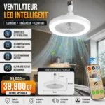 Ventilateur Plafonnier LED Intelligent E27 avec Télécommande | 3 Vitesses & 3 Modes d'Éclairage