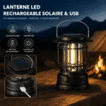 Lanterne de Camping Solaire Rechargeable USB | Power Bank LED Multifonction – Image 4
