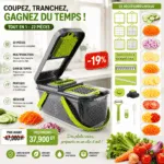 Coupe-Légumes Multifonction 22 Pièces avec Bac | Trancheuse Professionnelle