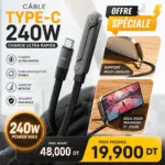 Cable USB-C vers USB-C 240W avec Support Pliable Intégré