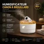 Humidificateur Canon à Brouillard LED 280 ml | Diffuseur d'Arômes USB – Image 2