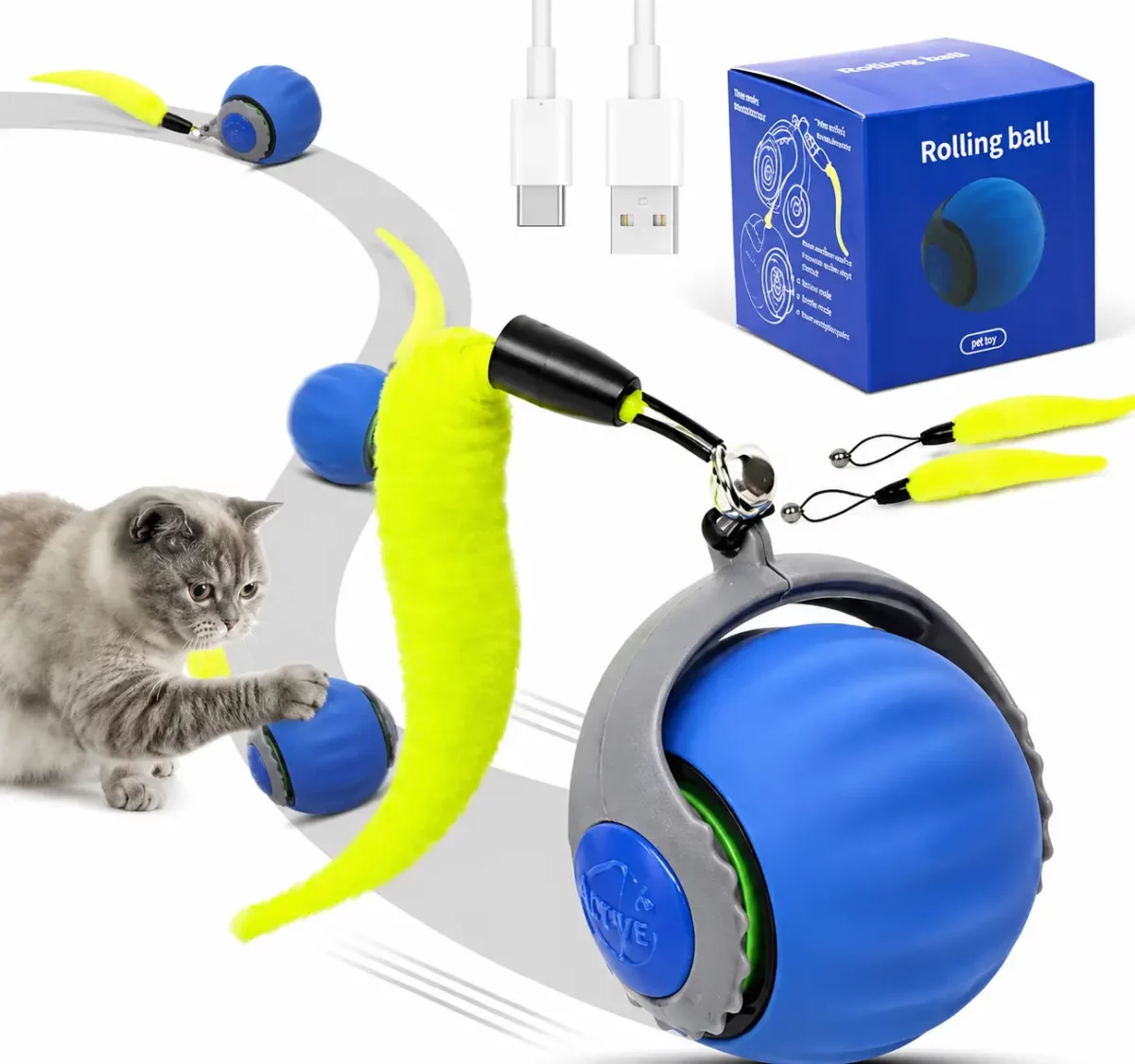 Balle Interactive Chat Rechargeable USB | Jouet Intelligent – Image 2