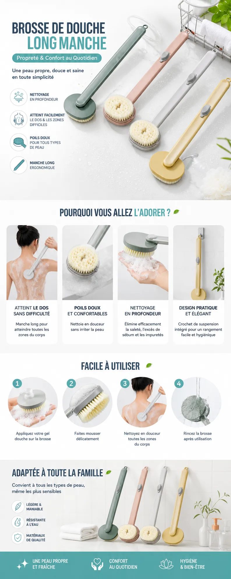 Brosse de Douche Long Manche