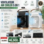 Ventilateur Air Cooler 5 en 1 Rechargeable USB | Rafraîchisseur d’Air Portable avec Brumisateur – Image 2