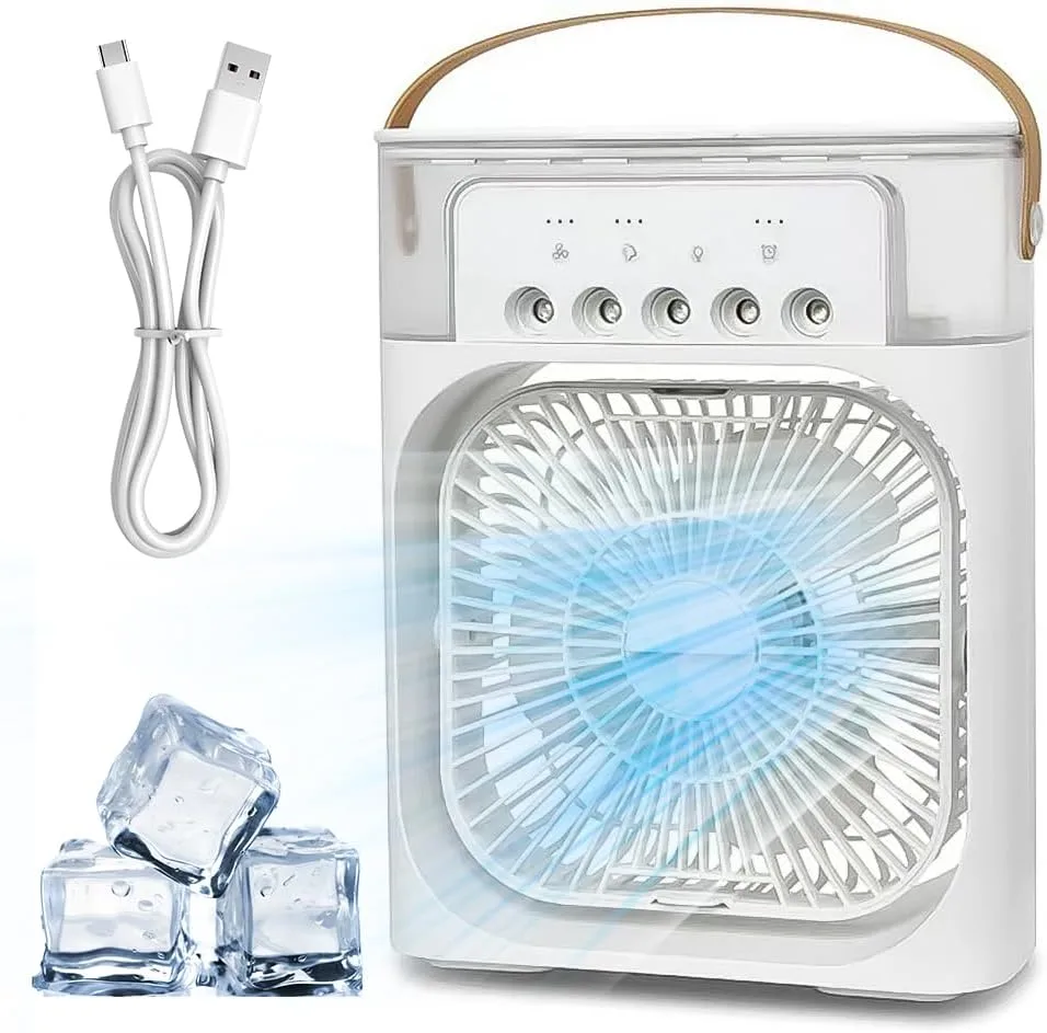 Ventilateur Air Cooler 5 en 1 Rechargeable USB | Rafraîchisseur d’Air Portable avec Brumisateur – Image 3