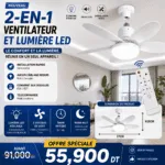 Ventilateur de Plafond LED 2-en-1 avec Télécommande E27 | Installation Facile