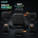 Enceinte Bluetooth Portable OKOP KP-800 – Son 360° & Basses Puissantes – Image 2