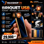 Briquet USB Rechargeable Électrique Sans Flamme Anti-Vent