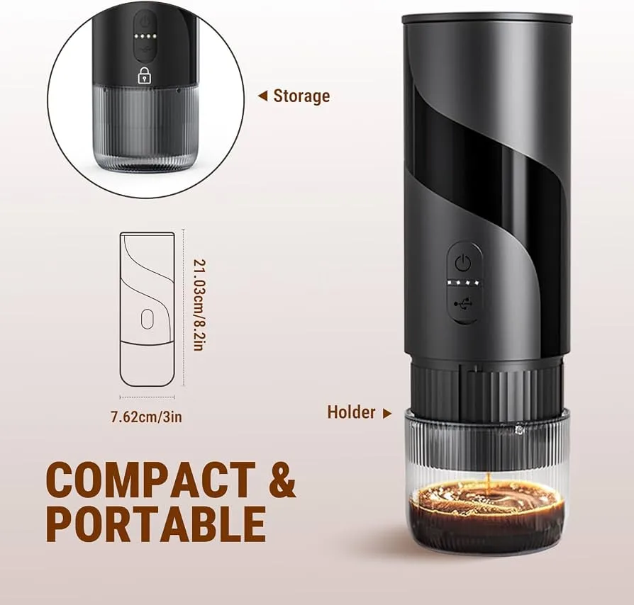 Machine à Café Portable Espresso Rechargeable USB-C – Café Moulu & Capsules – Image 3